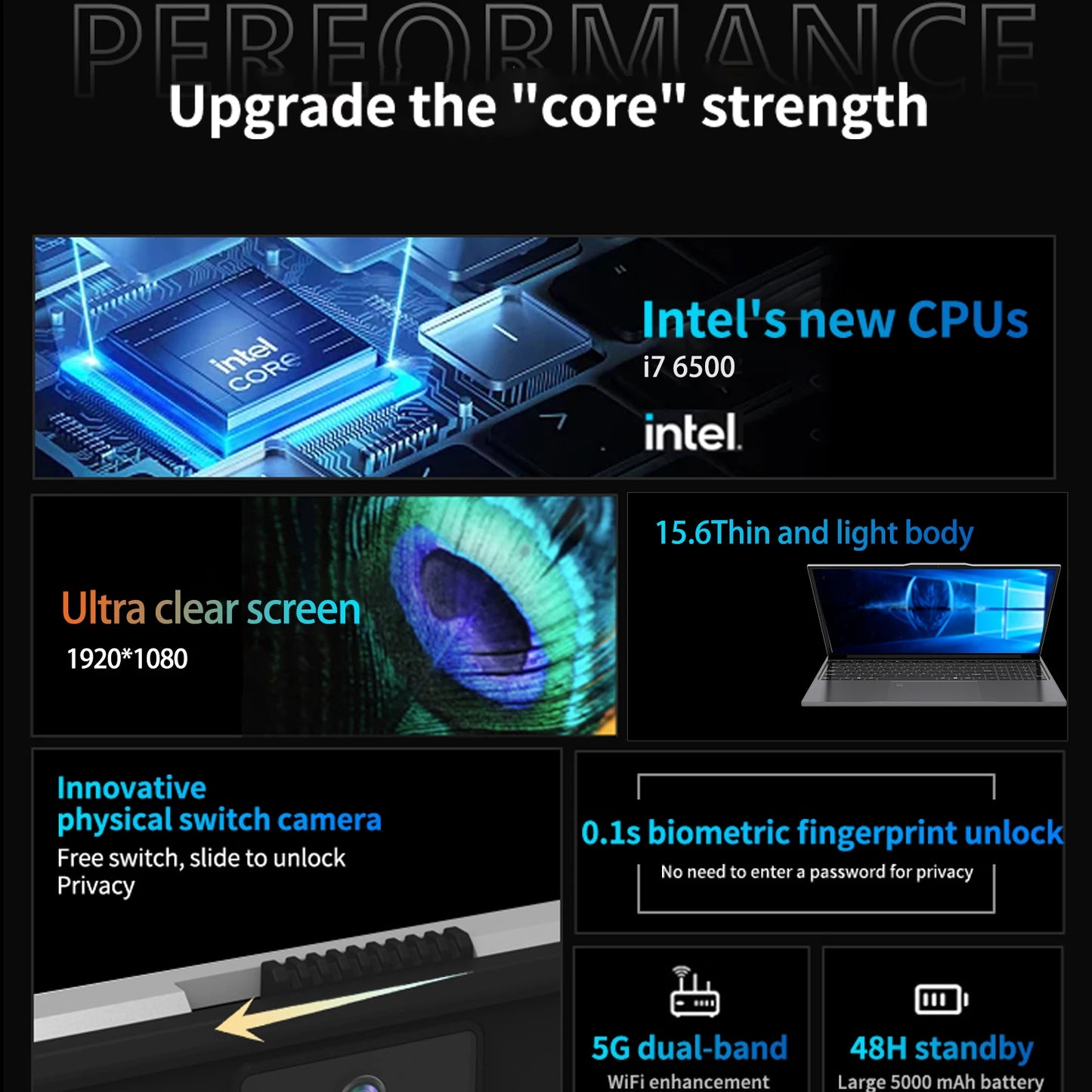 YEPO Gaming laptops  Intel Core i7-6500U 32GB Ram 2TB SSD Windows 11 Notebooks Backlit Wifi Computer PC Gaming Laptop Computer
