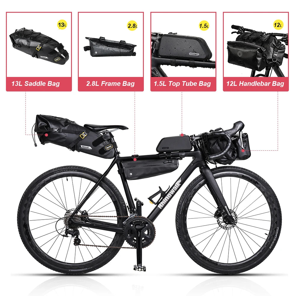 Rhinowalk Bicycle Bag Set Waterproof Bike Cycling Bag Sets Bicycle Saddle Handlebar Frame Tube Bag Road Bike Travel Accessories