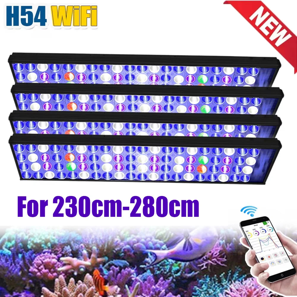 PopBloom H54 WiFI App Control Phone Control Full Spectrum Marine LED Aquarium Light for Coral Reef Fish Tank,Saltwater Lighting