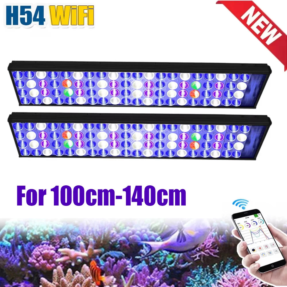 PopBloom H54 WiFI App Control Phone Control Full Spectrum Marine LED Aquarium Light for Coral Reef Fish Tank,Saltwater Lighting