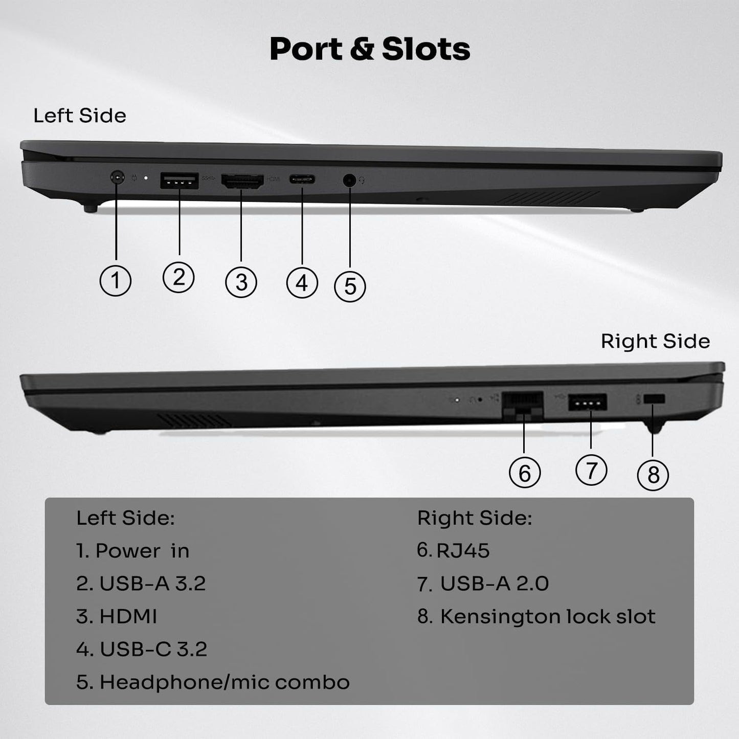 Lenovo V-Series V15 Business Laptop, 15.6" FHD Display, AMD Ryzen 7 7730U, 40GB RAM, 1TB SSD, Numeric Keypad, HDMI, RJ45, Webcam, Wi-Fi, Windows 11 Pro, Black