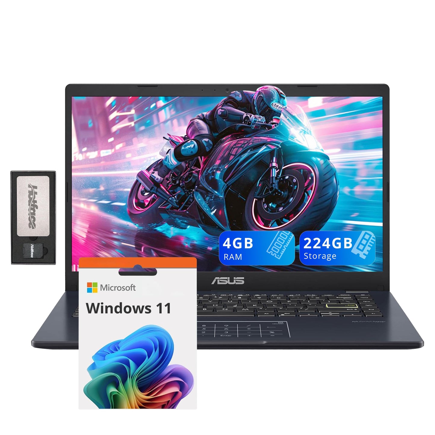 ASUS 14" FHD Laptop, Intel Pentium N6000 Processor, 4GB RAM, 224GB Storage(64GB eMMC+160GB Docking Station Set), Intel UHD Graphics, Webcam, Bluetooth, Win 11, Star Black