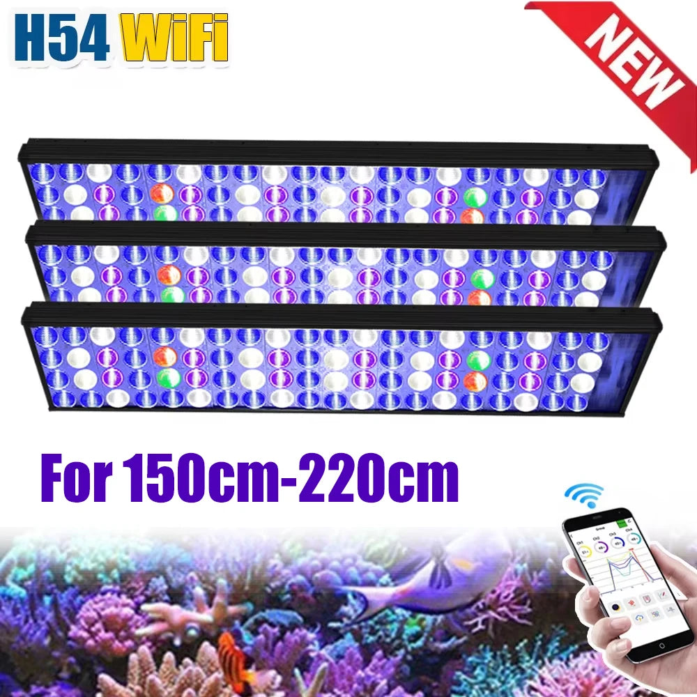 PopBloom H54 WiFI App Control Phone Control Full Spectrum Marine LED Aquarium Light for Coral Reef Fish Tank,Saltwater Lighting