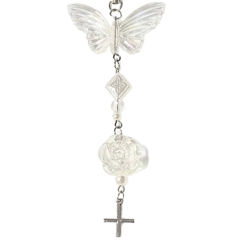 Fashion Bowknot Heart Bead Keychain Pendant Sweet Ornament Phone Straps Keyring Backpack Decoration Charm Jewelry