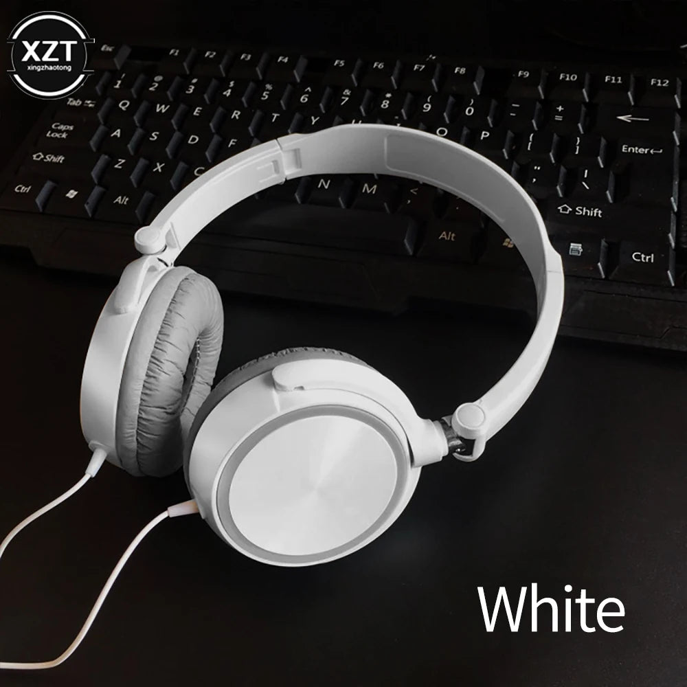 Wired Headphones Over Ear Headsets HD Sound Bass HiFi Sound Music Stereo Earphone Flexible Adjustable Headset for PC Phone