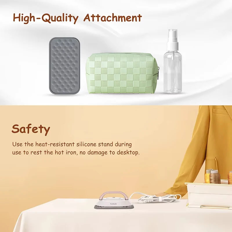 Handheld Mini Electric Dry Iron 120V/220V Dual-voltage 30S Heat Non-steam Garment Irons for Clothes Portable Lightweight Travel