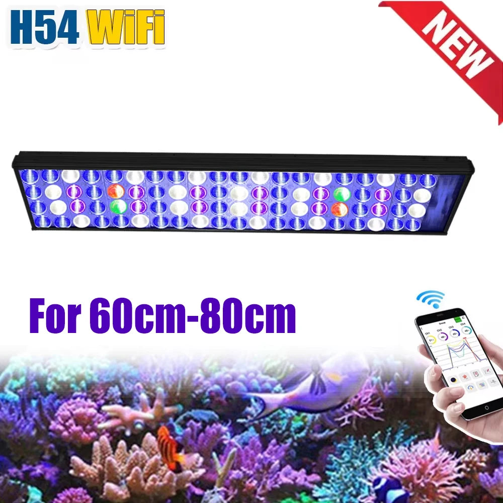 PopBloom H54 WiFI App Control Phone Control Full Spectrum Marine LED Aquarium Light for Coral Reef Fish Tank,Saltwater Lighting