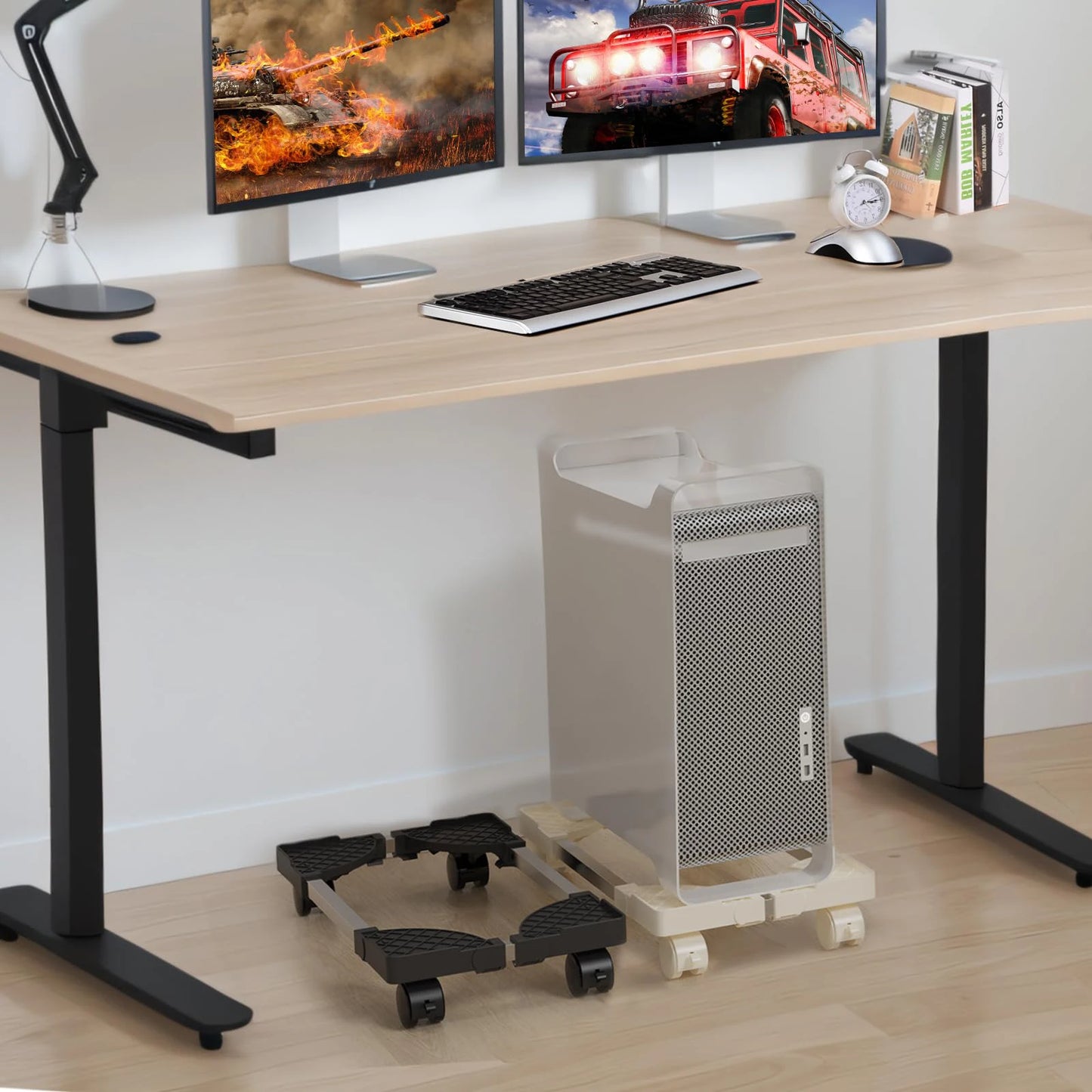 Computer Stand for Desktop Tower Fits Most PC Gaming Desk Accessories Pc Floor Riser Stand Adjustable Mobile CPU Stand
